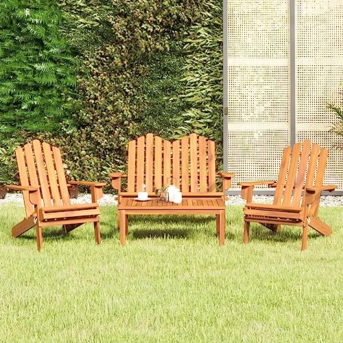 WKIEQACO Home & Garden,Furniture-4-teiliges Adirondack Garten-Lounge-Set Massivholz Akazie von WKIEQACO