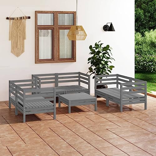 WKIEQACO Home & Garden,Furniture-7-teiliges Garten-Lounge-Set, grau, massives Kiefernholz WKIEQACO Home & Garden,Furniture-7-teiliges Garten-Lounge-Set, grau, massives Kiefernholz von WKIEQACO