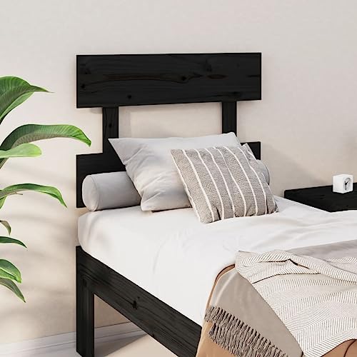 WKIEQACO Home & Garden,Furniture-Bed Headboard Black 78.5x3x81cm Solid Wood Pine von WKIEQACO