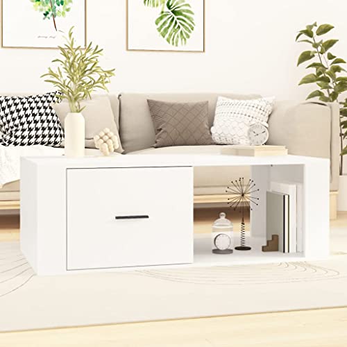 WKIEQACO Home & Garden,Furniture-Coffee Table White 100x50.5x35cm Engineered Wood WKIEQACO Home & Garden,Furniture-Coffee Table White 100x50.5x35cm Engineered Wood von WKIEQACO