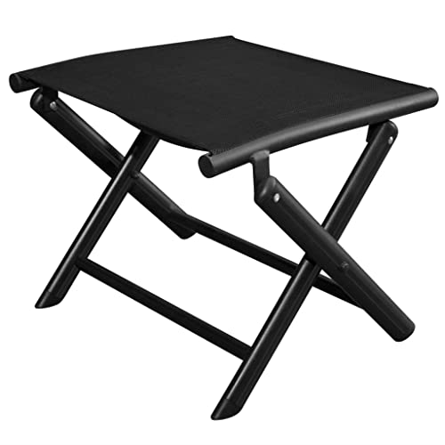 WKIEQACO Home & Garden,Furniture Folding Footstool Black Aluminum and Textilene von WKIEQACO