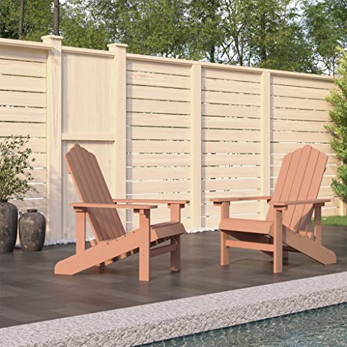 WKIEQACO Home & Garden,Furniture-Garden Adirondack Chairs 2 pcs HDPE Brown von WKIEQACO