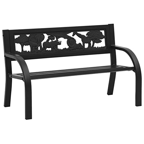 WKIEQACO Kinder Gartenbank 86 cm Stahl Outdoor Sitzbank Outdoor Sitzbank Outdoor Bänke von WKIEQACO