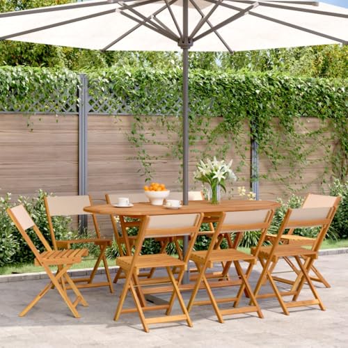 WKIEQACO Klappbare Gartenstühle aus beigefarbenem Stoff und Massivholz, Outdoor-Sitzstühle für den Außenbereich, 8 Stück WKIEQACO Klappbare Gartenstühle aus beigefarbenem Stoff und Massivholz, Outdoor-Sitzstühle für den Außenbereich, 8 Stück von WKIEQACO