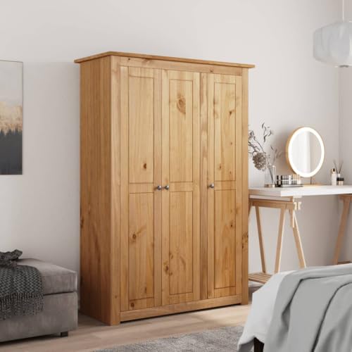 WKIEQACO Kleiderschrank mit 3 Türen, 118 x 50 x 171,5 cm, Kiefernholz, Panama-Serie, Schränke & Kleiderschränke WKIEQACO Kleiderschrank mit 3 Türen, 118 x 50 x 171,5 cm, Kiefernholz, Panama-Serie, Schränke & Kleiderschränke von WKIEQACO