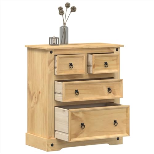 WKIEQACO Kommode Corona 80x43x91 cm Massivholz Kiefer Schränke & Aufbewahrung Truhen von WKIEQACO
