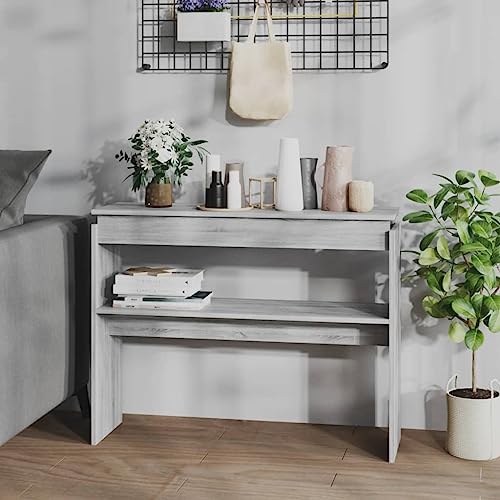 WKIEQACO Konsolentisch Grau Sonoma 102x30x80cm Engineered WoodTables Akzenttische Beistelltische von WKIEQACO