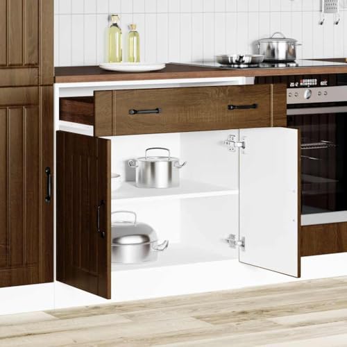 WKIEQACO Küchenunterschrank Lucca Braun Eiche Holzschrank & Aufbewahrung Küchenschränke von WKIEQACO