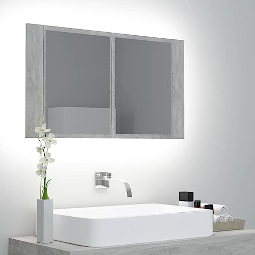 WKIEQACO LED Badspiegelschrank Betongrau 80x12x45cm AcrylSchränke & Aufbewahrung Waschtischunterschrank Badezimmer Waschtischunterschrank WKIEQACO LED Badspiegelschrank Betongrau 80x12x45cm AcrylSchränke & Aufbewahrung Waschtischunterschrank Badezimmer Waschtischunterschrank von WKIEQACO