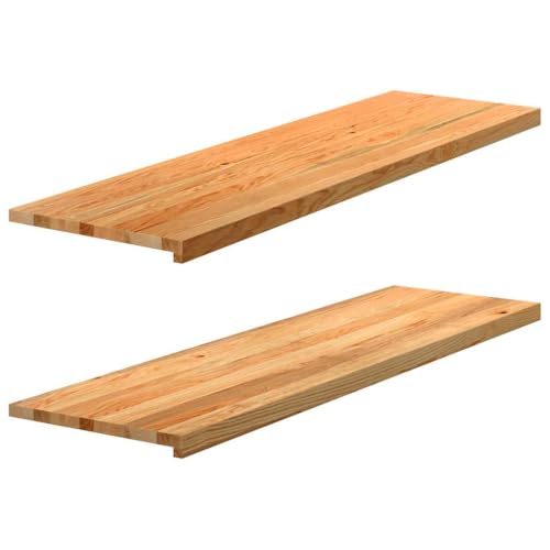 WKIEQACO Möbelartikel Home Fensterbänke 2 Stück Hellbraun 140x40x2cm Massivholz Eichen-Möbel von WKIEQACO