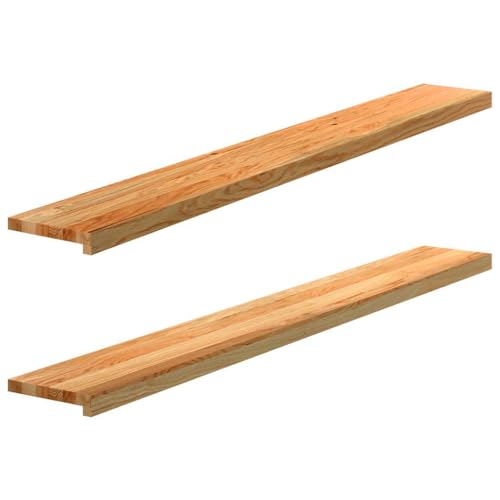 WKIEQACO Möbelartikel Home Fensterbänke 2 Stück Hellbraun 160x20x2cm Massivholz Eichen-Möbel von WKIEQACO