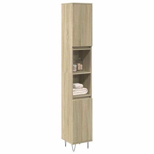 WKIEQACO Möbelsets, Badezimmermöbel-Sets, Badezimmerschrank, Sonoma-Eiche, 30 x 30 x 190 cm, Holzwerkstoff von WKIEQACO