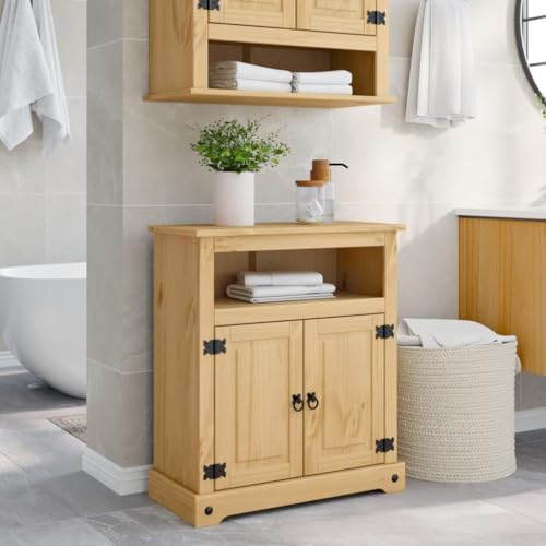 WKIEQACO Möbelsets Badmöbel Sets Badschrank Corona 70x33x80cm Massivholz Kiefer von WKIEQACO