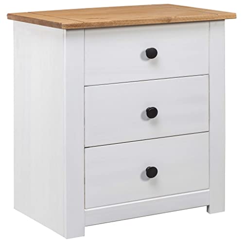 WKIEQACO Nachtkommode, weiß, 46 x 40 x 57 cm, Kiefernholz, Panama RangeTables Nachttische von WKIEQACO
