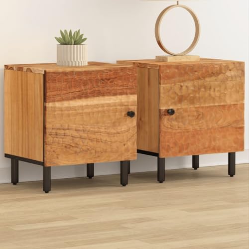 WKIEQACO Nachtkommode 2 Stück 40x33x46cm Massivholz Akazie Tische Nachttische WKIEQACO Nachtkommode 2 Stück 40x33x46cm Massivholz Akazie Tische Nachttische von WKIEQACO