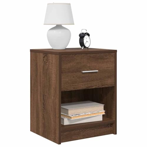 WKIEQACO Nachtkommode 2 Stück mit Schublade Braun Eiche 40x34x50cm Tische Nachttische von WKIEQACO