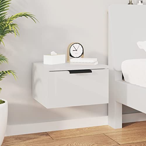 WKIEQACO Nachttisch Wandschrank Hochglanz Weiß 34x30x20cm Tische Nachttisch von WKIEQACO