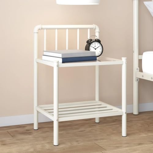 WKIEQACO Nachttisch aus Metall und Glas, 45 x 34,5 x 62,5 cm, Weiß und Transparent WKIEQACO Nachttisch aus Metall und Glas, 45 x 34,5 x 62,5 cm, Weiß und Transparent von WKIEQACO