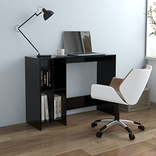 WKIEQACO Notebook-Schreibtisch, schwarz, 102,5 x 35 x 75 cm, aus Holz, Büroschreibtische von WKIEQACO