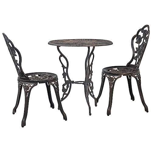 WKIEQACO Outdoor-Möbel-Set, 3-teiliges Bistro-Set, Aluminiumguss von WKIEQACO