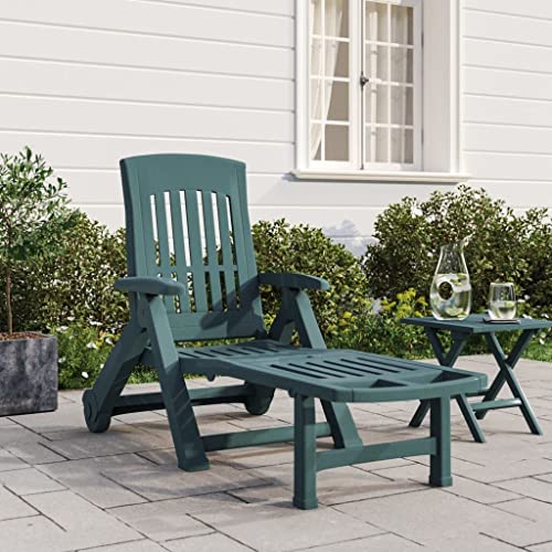 WKIEQACO Outdoor-Sitz, Sonnenliege, zusammenklappbare Sonnenliege mit Rollen, grün, PP von WKIEQACO