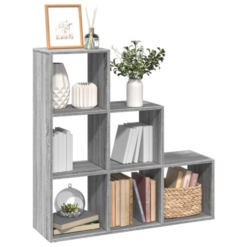 WKIEQACO Raumteiler-Bücherregal, 3-stöckig, grau, Sonoma, 99 x 29 x 99 cm, Holzregal, Bücherregale & Standregale WKIEQACO Raumteiler-Bücherregal, 3-stöckig, grau, Sonoma, 99 x 29 x 99 cm, Holzregal, Bücherregale & Standregale von WKIEQACO