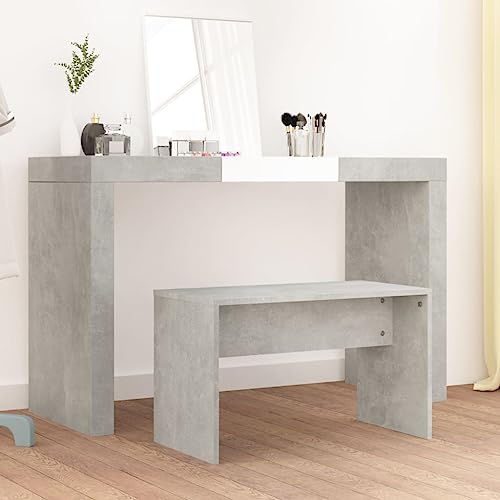 WKIEQACO Schminkhocker Betongrau 70x35x45cm Holzbänke Schminktisch Hocker WKIEQACO Schminkhocker Betongrau 70x35x45cm Holzbänke Schminktisch Hocker von WKIEQACO
