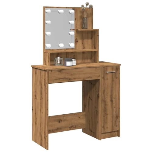 WKIEQACO Schminktisch mit LED Artisan Eiche 86,5x35x136cm Tische WKIEQACO Schminktisch mit LED Artisan Eiche 86,5x35x136cm Tische von WKIEQACO