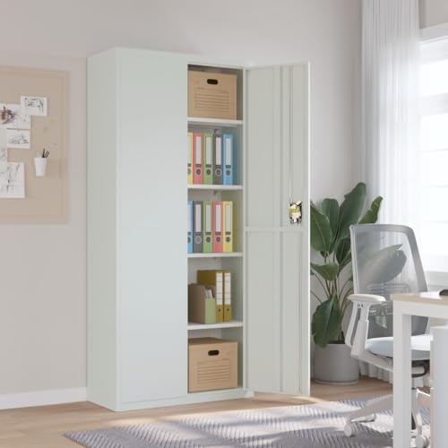 WKIEQACO Schränke & Aufbewahrung, Aktenschränke, Aktenschrank, Hellgrau, 90 x 40 x 200 cm, Stahl von WKIEQACO