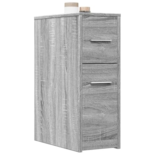 WKIEQACO Schränke und Aufbewahrung, Aufbewahrungsschränke und Schließfächer, schmaler Badezimmerschrank mit Rollen, graues Sonoma-Holzwerkstoff von WKIEQACO