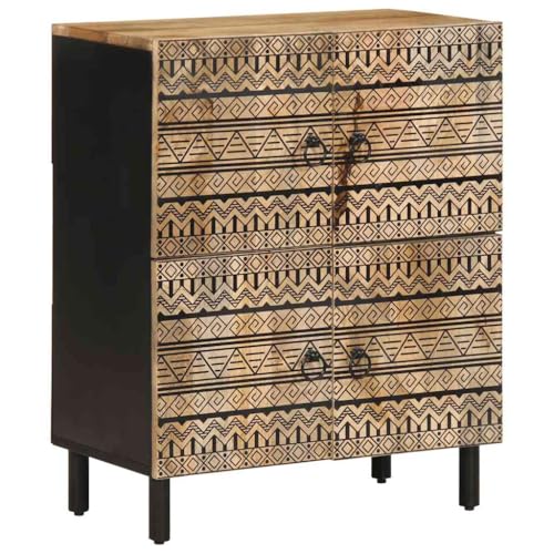 WKIEQACO Schränke und Aufbewahrung, Medien-Aufbewahrungsschränke und -regale, Sideboard, 60 x 33,5 x 75 cm, massives raues Holz, Mango von WKIEQACO