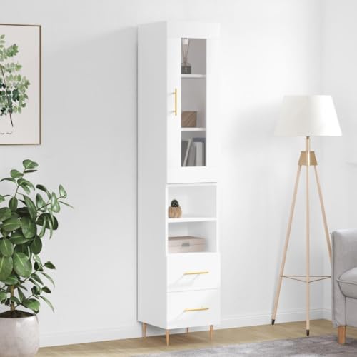 WKIEQACO Schränke und Aufbewahrung, Sideboards und Sideboards, Highboard Weiß Hochglanz, 34,5 x 34 x 180 cm, Ingenieurholz WKIEQACO Schränke und Aufbewahrung, Sideboards und Sideboards, Highboard Weiß Hochglanz, 34,5 x 34 x 180 cm, Ingenieurholz von WKIEQACO