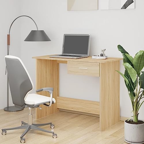 WKIEQACO Schreibtisch, Sonoma-Eiche, 100 x 50 x 76 cm, Holzwerkstoff, Büroschreibtische WKIEQACO Schreibtisch, Sonoma-Eiche, 100 x 50 x 76 cm, Holzwerkstoff, Büroschreibtische von WKIEQACO