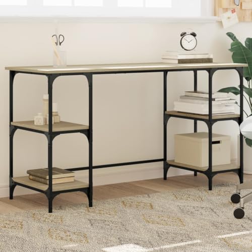 WKIEQACO Schreibtisch Sonoma Eiche, 140 x 50 x 75 cm, Metall und Holzwerkstoff, Büroschreibtische WKIEQACO Schreibtisch Sonoma Eiche, 140 x 50 x 75 cm, Metall und Holzwerkstoff, Büroschreibtische von WKIEQACO