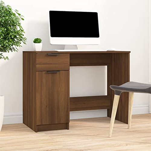 WKIEQACO Schreibtisch aus braunem Eichenholz, 100 x 50 x 75 cm, Büroschreibtische WKIEQACO Schreibtisch aus braunem Eichenholz, 100 x 50 x 75 cm, Büroschreibtische von WKIEQACO