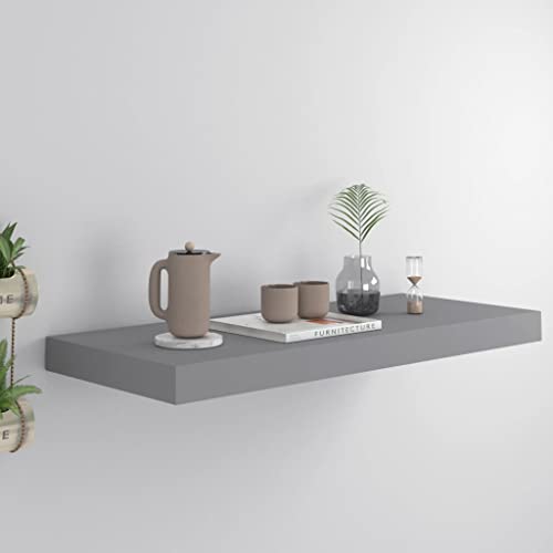 WKIEQACO Schwebendes Wandregal, grau, 60 x 23,5 x 3,8 cm, MDF, Regal, Wandregale & Leisten WKIEQACO Schwebendes Wandregal, grau, 60 x 23,5 x 3,8 cm, MDF, Regal, Wandregale & Leisten von WKIEQACO