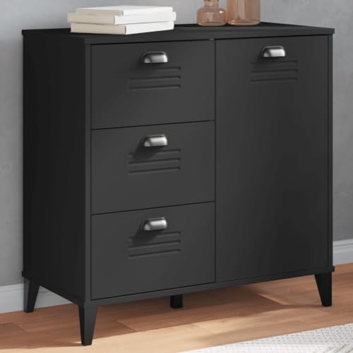 WKIEQACO Sideboard VIKEN Schwarz 80x40x80cm Holzschrank & Aufbewahrungsbuffets & Sideboards von WKIEQACO