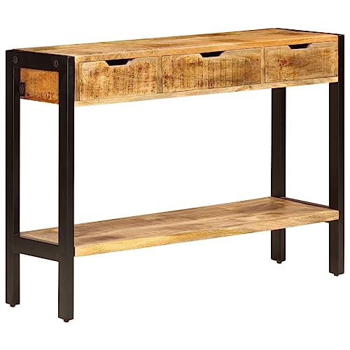 WKIEQACO Sideboard mit 3 Schubladen 110x35x75 cm Massivholz MangoholzSchränke & Aufbewahrungsbuffets & Sideboards von WKIEQACO