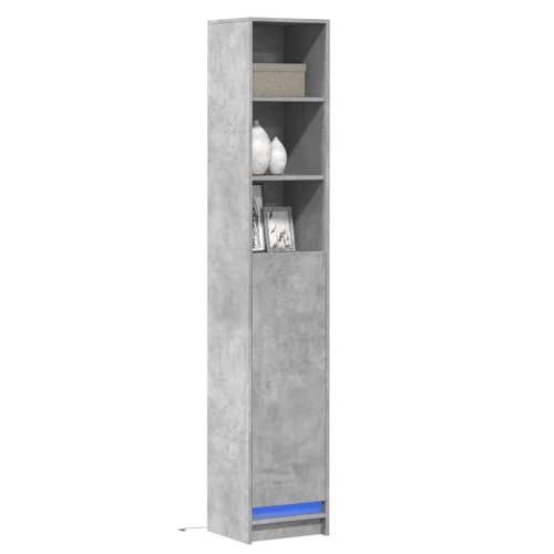 WKIEQACO Sideboard mit LED Beton Grau 36x32,5x200cm Holzwerkschränke & Lagerbuffets & Sideboards von WKIEQACO