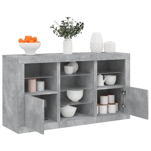 WKIEQACO Sideboard mit LED-Leuchten Betongrau 123x37x67cm Schränke & Stauraum Buffets & Sideboards WKIEQACO Sideboard mit LED-Leuchten Betongrau 123x37x67cm Schränke & Stauraum Buffets & Sideboards von WKIEQACO
