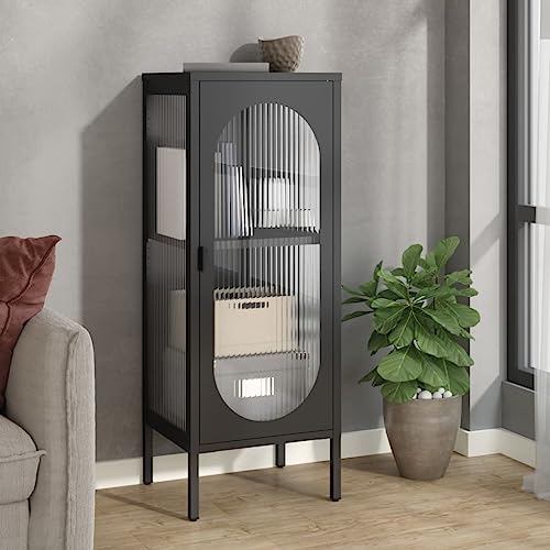 WKIEQACO Sideboard schwarz 40x35x105cm Glas und Stahl Schränke & Aufbewahrung Buffets & Sideboards WKIEQACO Sideboard schwarz 40x35x105cm Glas und Stahl Schränke & Aufbewahrung Buffets & Sideboards von WKIEQACO