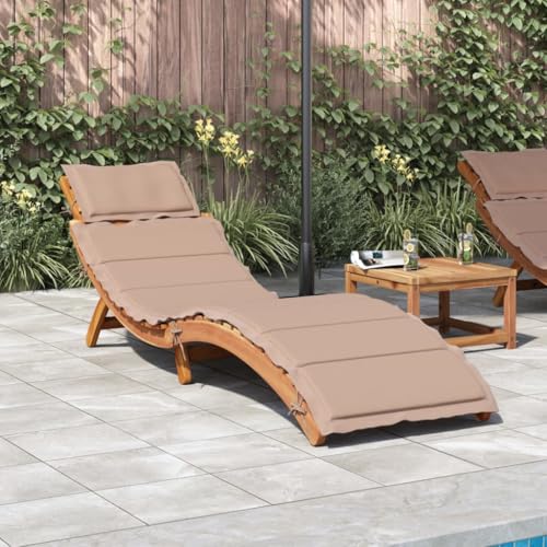 WKIEQACO Sonnenliege mit Kissen Taupe Massivholz Akazie Outdoor Sitzgelegenheit Sonnenliegen WKIEQACO Sonnenliege mit Kissen Taupe Massivholz Akazie Outdoor Sitzgelegenheit Sonnenliegen von WKIEQACO