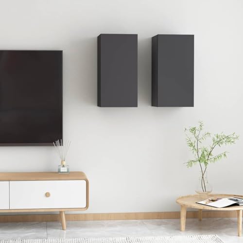 WKIEQACO TV-Schränke, 2 Stück, grau, 30,5 x 30 x 60 cm, aus Holz, Entertainment-Center und TV-Ständer WKIEQACO TV-Schränke, 2 Stück, grau, 30,5 x 30 x 60 cm, aus Holz, Entertainment-Center und TV-Ständer von WKIEQACO