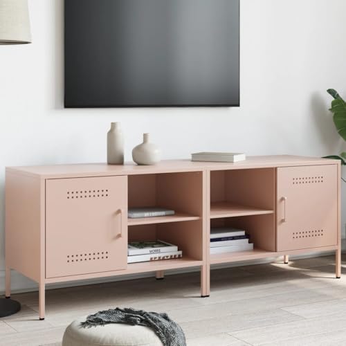 WKIEQACO TV-Schränke, 68 x 39 x 50,5 cm, Stahl, Entertainment-Center und TV-Ständer, Rosa, 2 Stück von WKIEQACO
