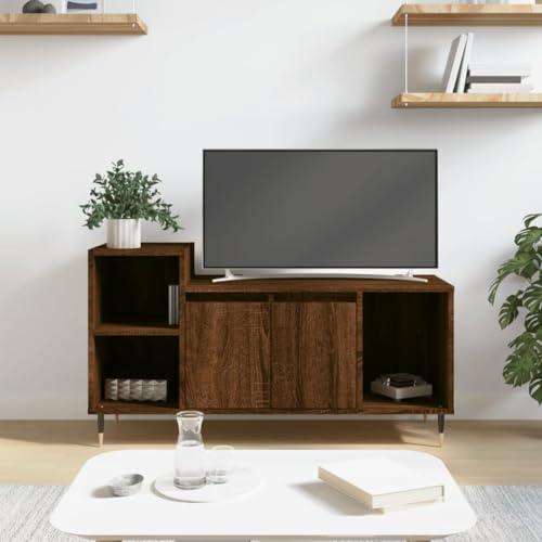 WKIEQACO TV-Schrank, Eiche, 100 x 35 x 55 cm, Holzwerkstoff, Entertainment-Center & TV-Ständer, Braun von WKIEQACO