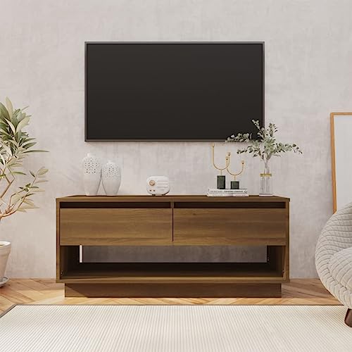 WKIEQACO TV-Schrank, Eiche, 102 x 41 x 44 cm, Holzwerkstoff, Entertainment-Center & TV-Ständer, Braun von WKIEQACO