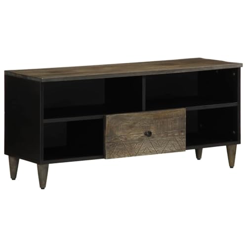 WKIEQACO TV-Schrank, Schwarz, 100 x 33 x 46 cm, Massivholz, MangoEntertainment-Center & TV-Ständer WKIEQACO TV-Schrank, Schwarz, 100 x 33 x 46 cm, Massivholz, MangoEntertainment-Center & TV-Ständer von WKIEQACO