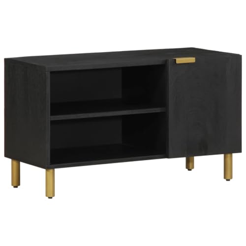 WKIEQACO TV-Schrank, Schwarz, 80 x 33 x 46 cm, Holzschränke & Speichermedien, Aufbewahrungsschränke und Regale von WKIEQACO