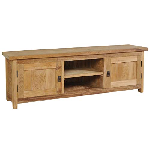 WKIEQACO TV-Schrank, massives Teakholz, 120 x 30 x 40 cm, Unterhaltungszentren und TV-Ständer von WKIEQACO