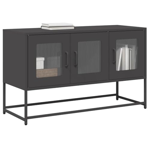 WKIEQACO TV-Schrank, schwarz, 100,5 x 39 x 60,5 cm, kaltgewalzter Stahl, Entertainment-Center und TV-Ständer WKIEQACO TV-Schrank, schwarz, 100,5 x 39 x 60,5 cm, kaltgewalzter Stahl, Entertainment-Center und TV-Ständer von WKIEQACO